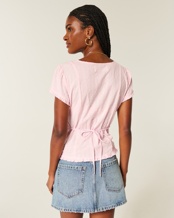 Stretch Poplin Textured Short-Sleeve Shirt, Light Lilac view 2