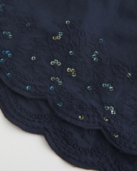 Shimmer Embroidered Babydoll Top