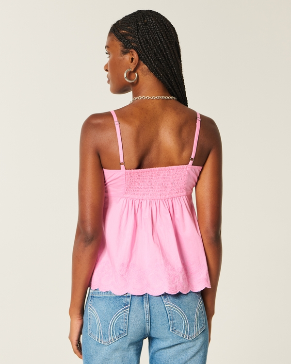 Shimmer Embroidered Babydoll Top, Pink view 2