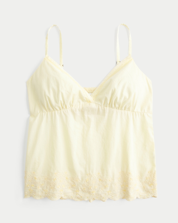 Shimmer Embroidered Babydoll Top, Butter Yellow view 1