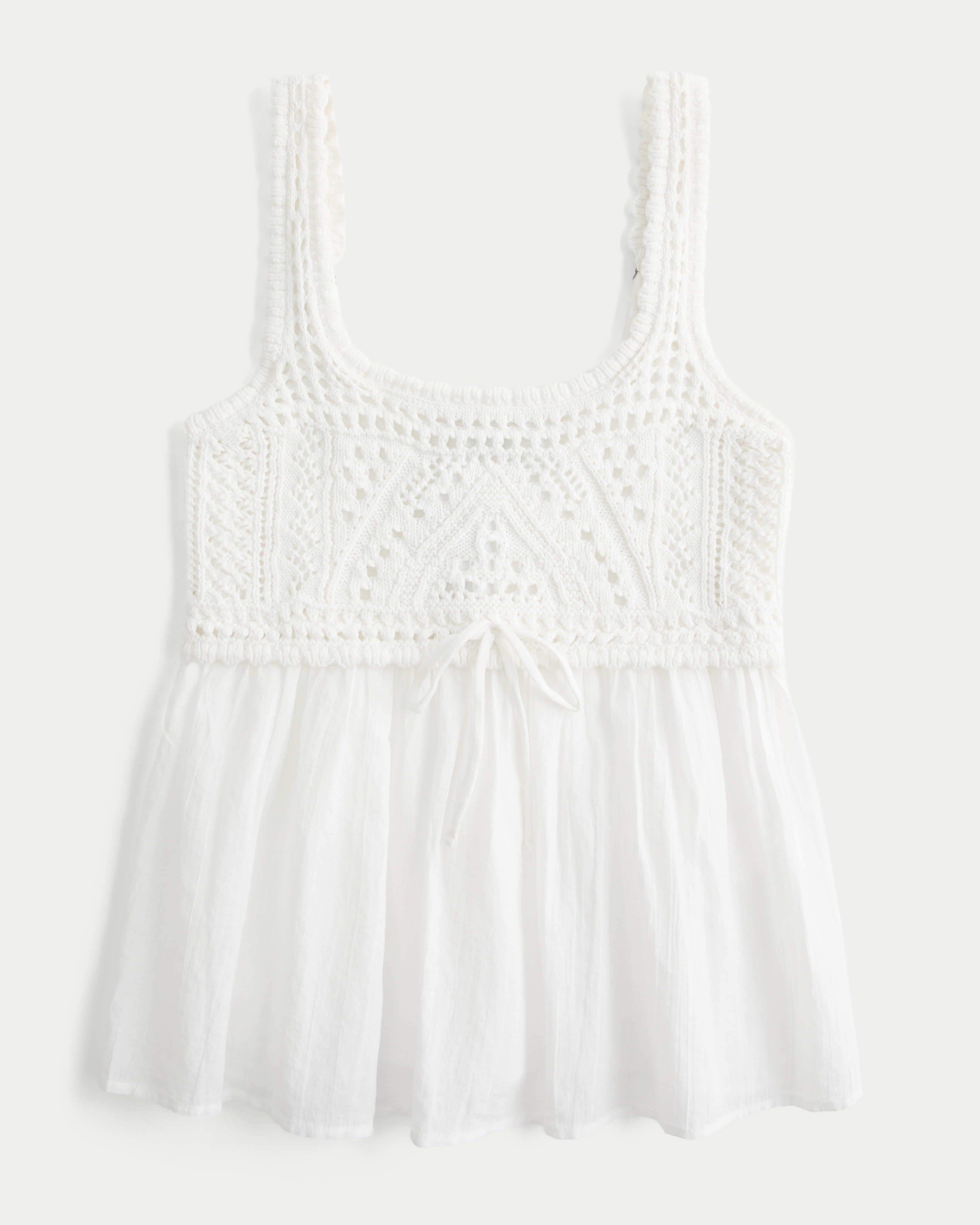 Mixed Crochet-Style Babydoll Top
