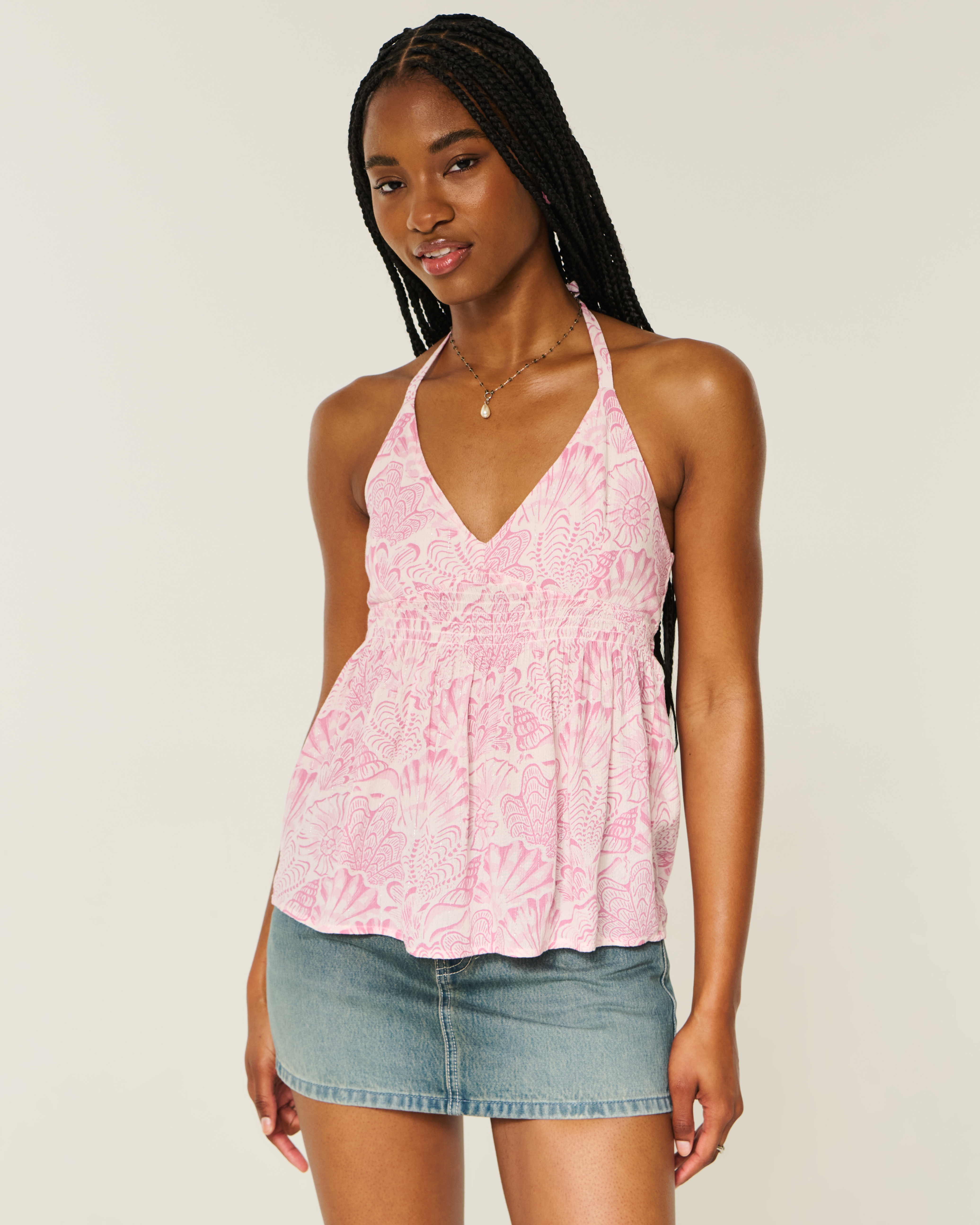 Woven Halter Babydoll Top