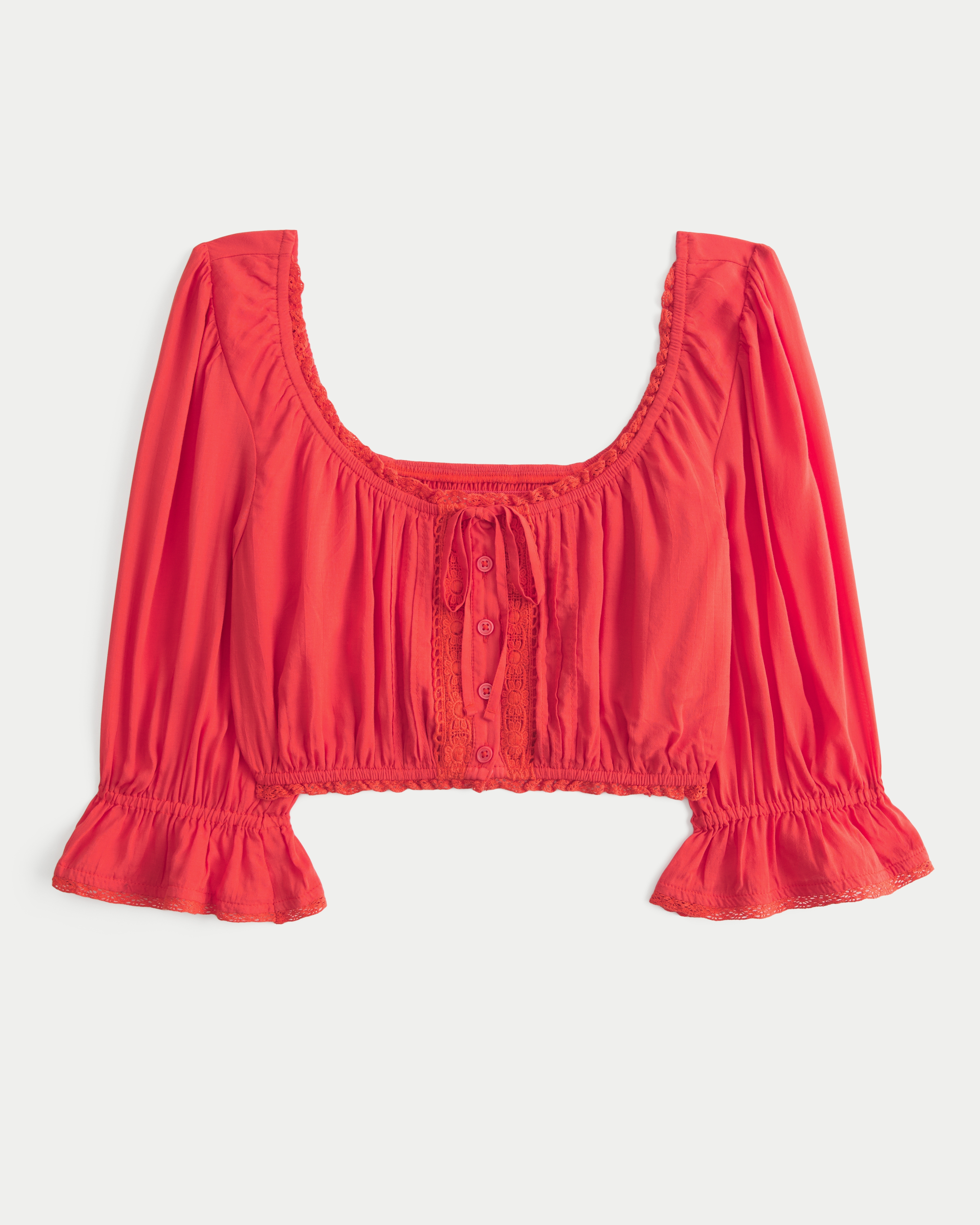 Three-Quarter Sleeve Mini Crop Top