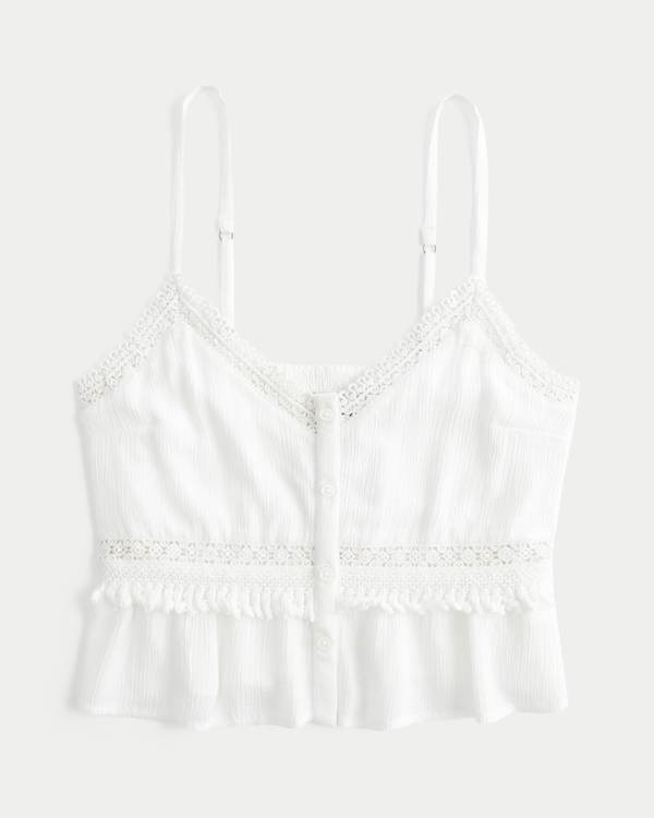 Fringe Crop Mini Tank, Cloud White view 1