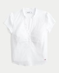 Short-Sleeve V-Neck Henley Shirt