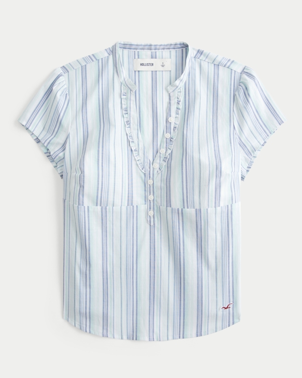 Short-Sleeve V-Neck Henley Shirt