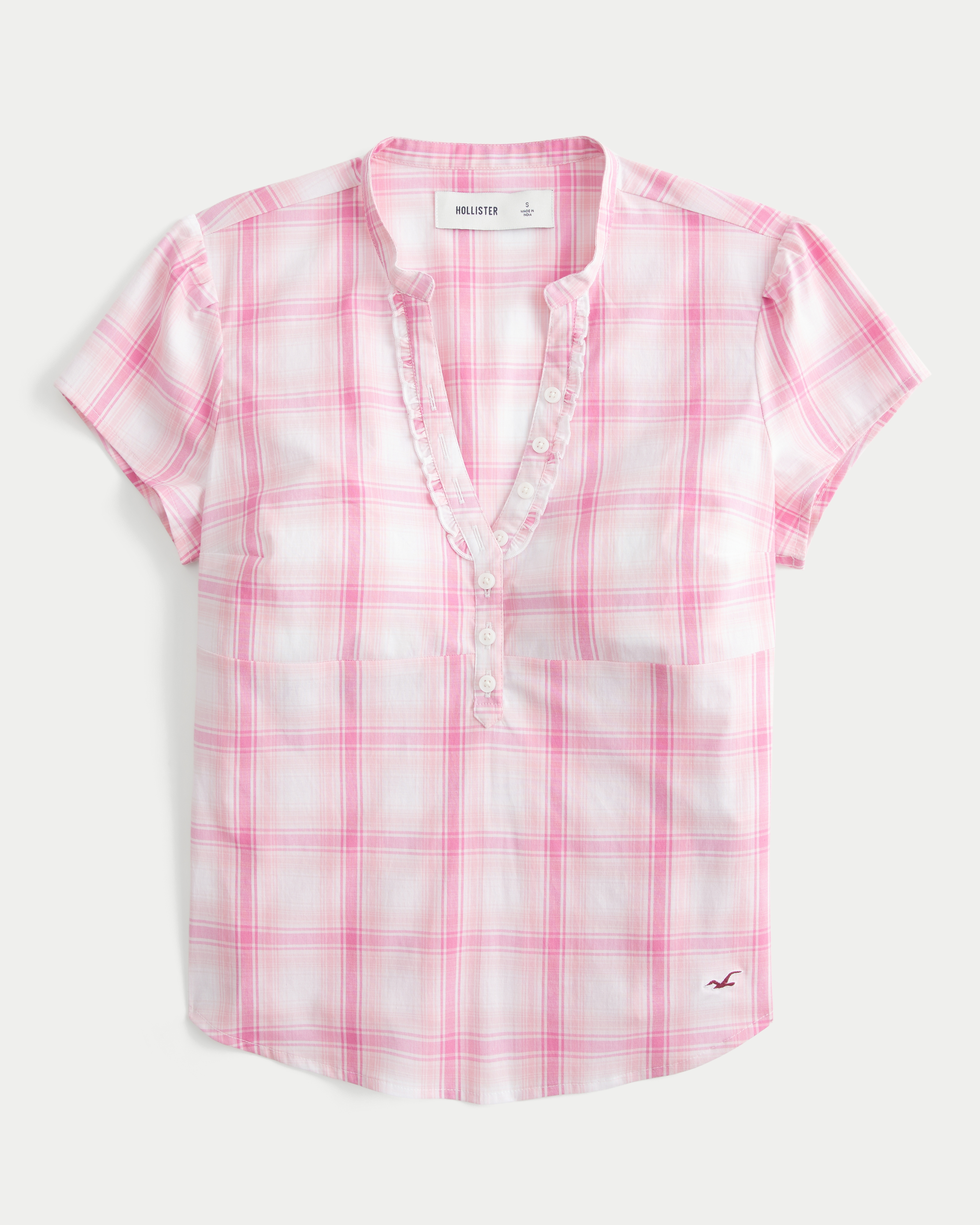 Short-Sleeve V-Neck Henley Shirt