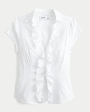 Women's Short-Sleeve Ruffle Shirt | Women's | HollisterCo.com
