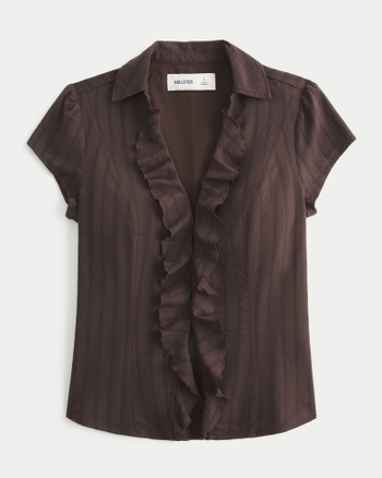 Women's Short-Sleeve Ruffle Shirt | Women's Tops | HollisterCo.com