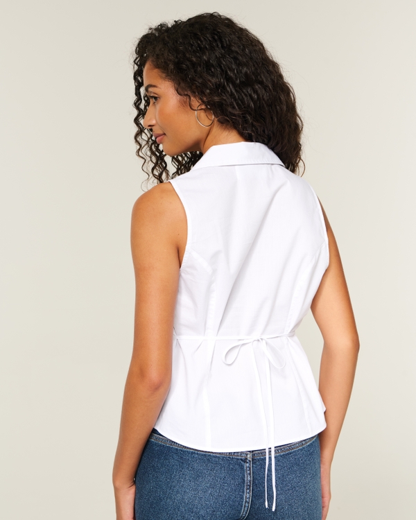 Button-Through Sleeveless Shirt