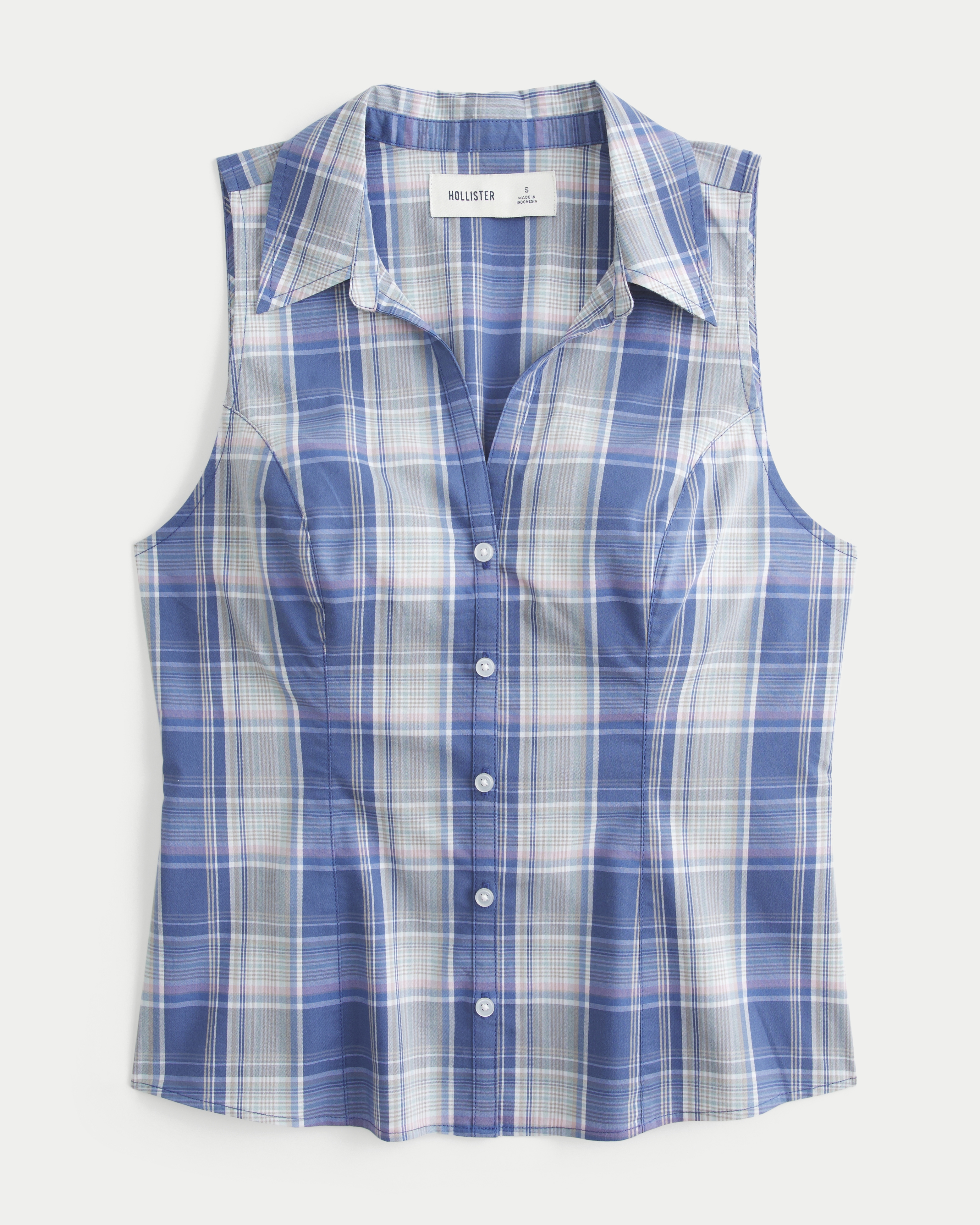 Button-Through Sleeveless Shirt