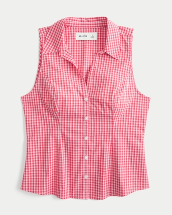 Women's Button-Through Sleeveless Shirt | Women's Tops | HollisterCo.com