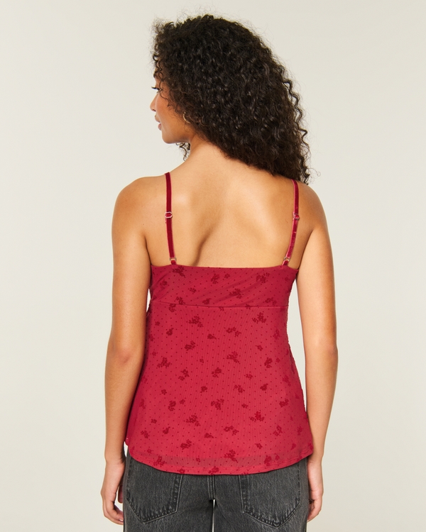Easy Velvet Trim Mesh Babydoll Cami, Red Floral view 2