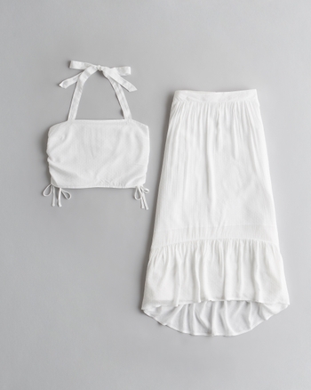 Girls Cinched Halter & Midi Skirt Set Girls Tops