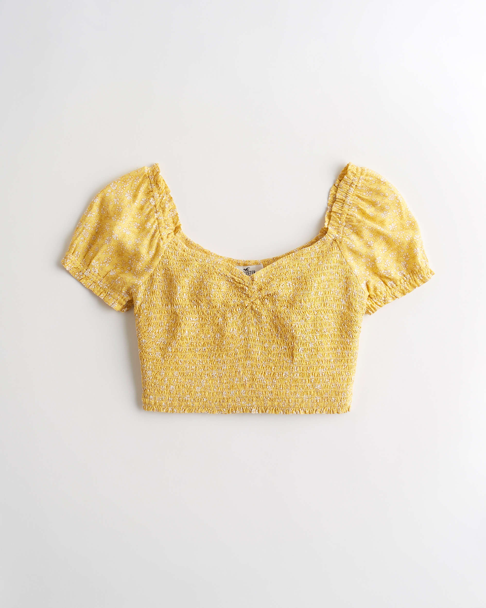 Girls Smocked Puff-Sleeve Crop Top 