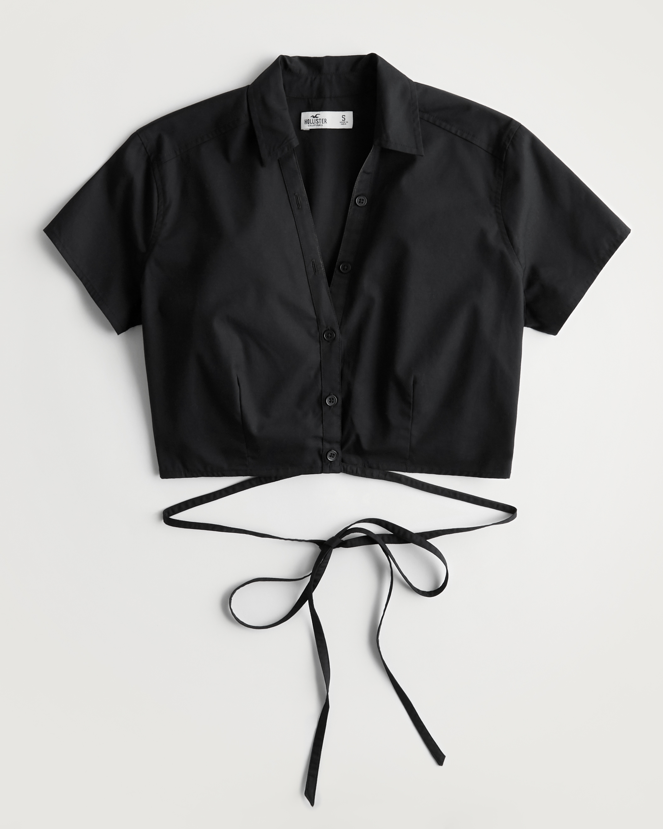 Poplin Wrap Crop Shirt