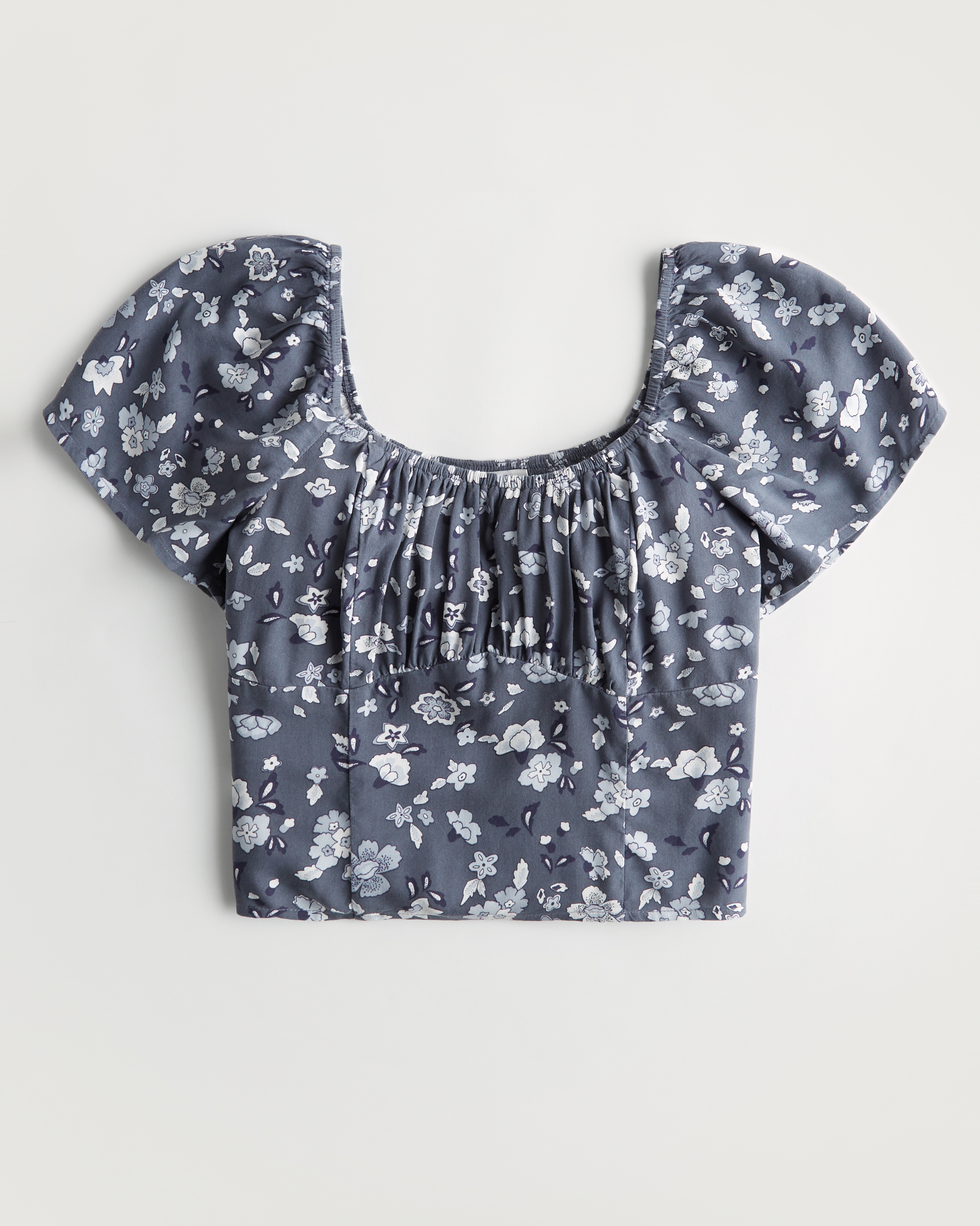 Hollister Floral Stretchy Ruched Top Multi - $10 (71% Off Retail