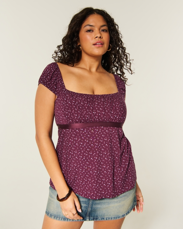 Hollister Tessa Tie Babydoll Top