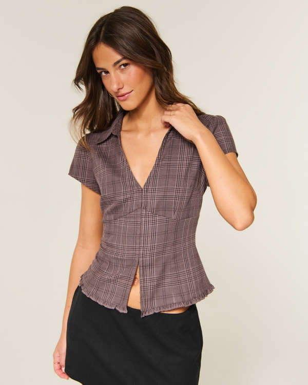 Hollister Ciara Short-Sleeve Ruffle Trim Top
