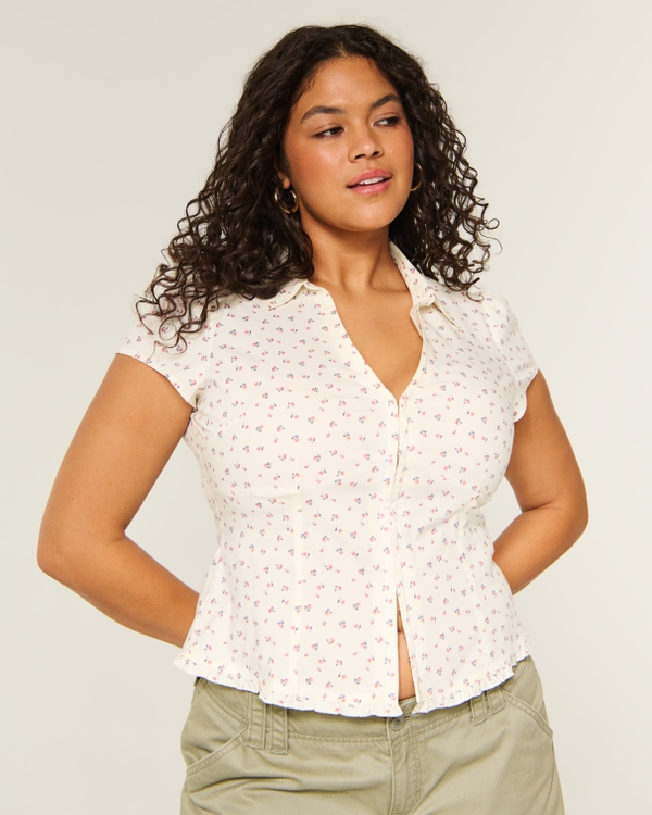 Hollister Ciara Short-Sleeve Ruffle Trim Top