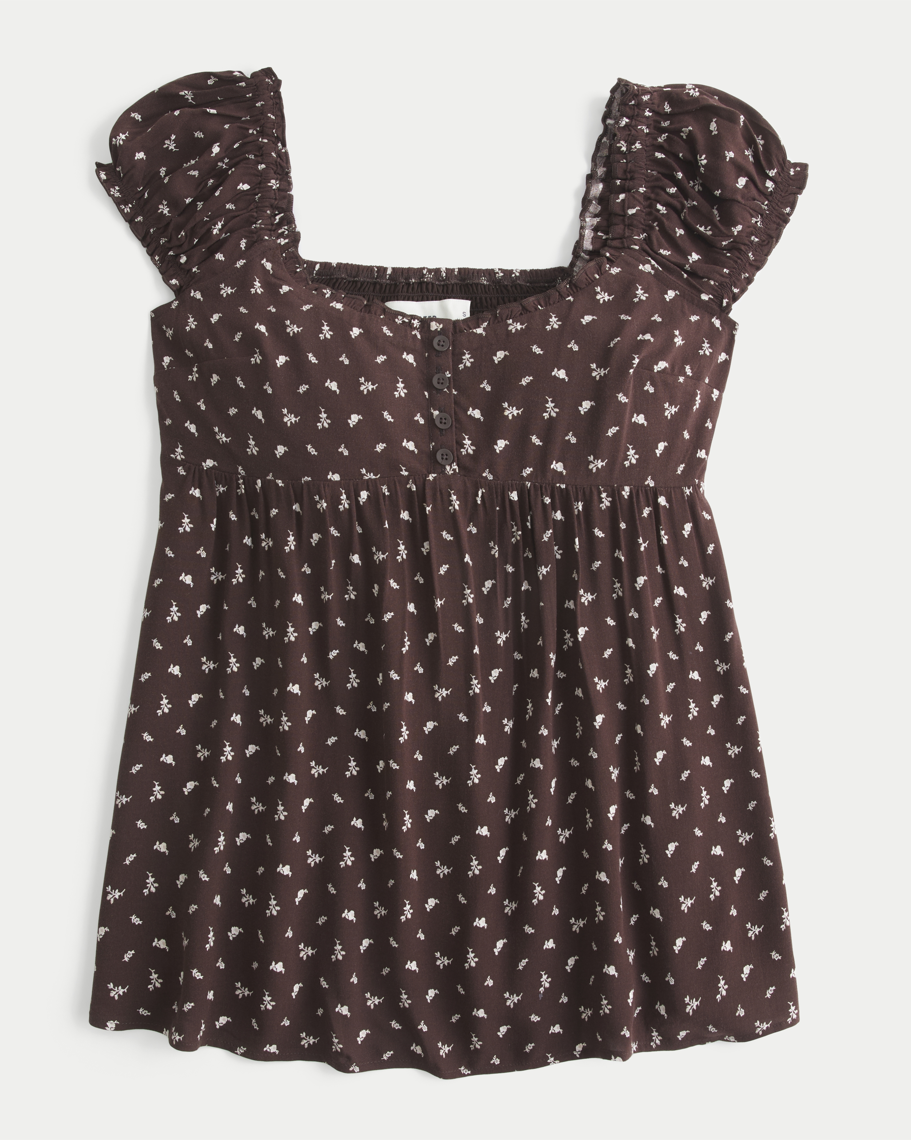 Hollister Cap Sleeve Tunic Babydoll Top In Brown