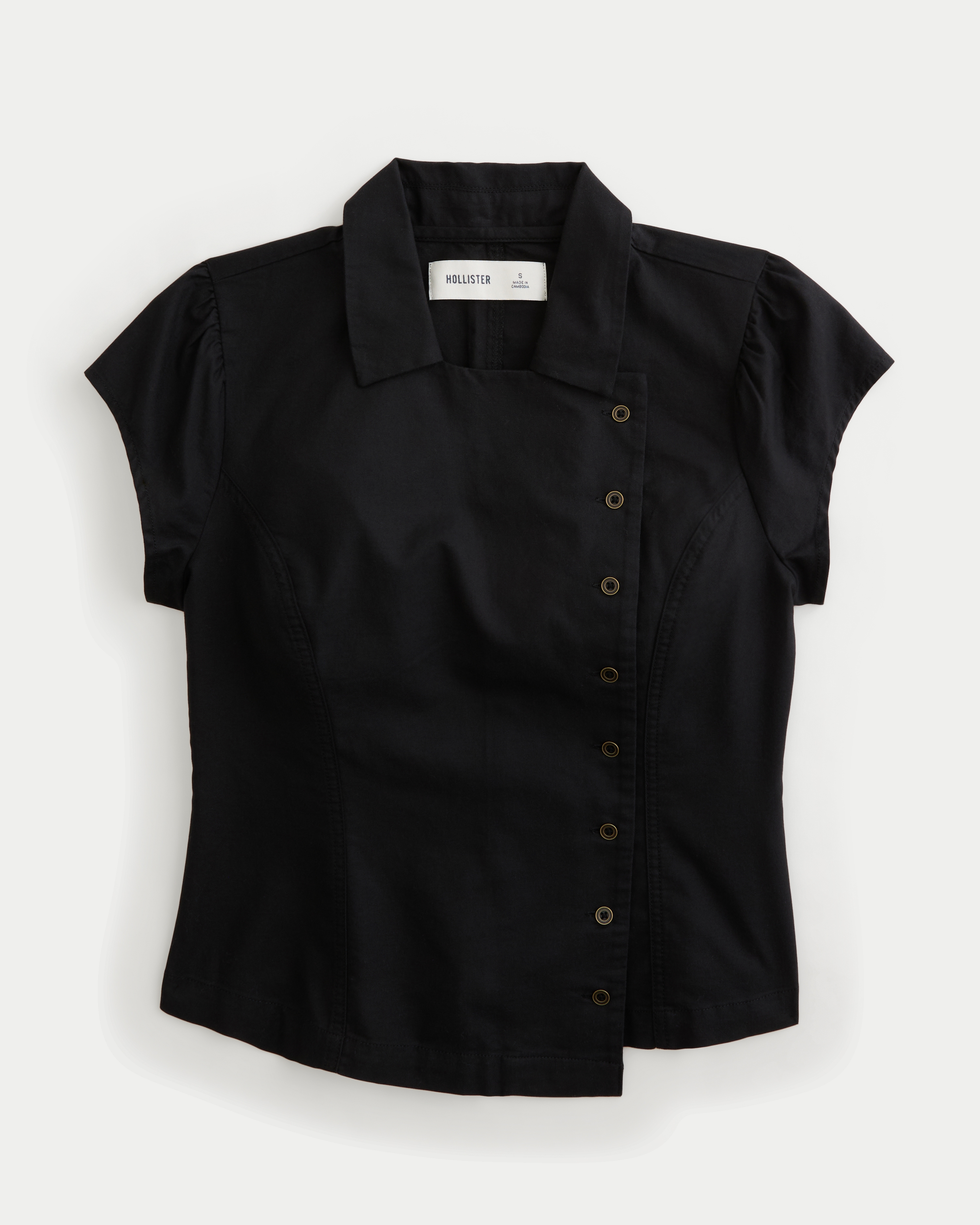 Asymmetrical Short-Sleeve Button-Through Shirt