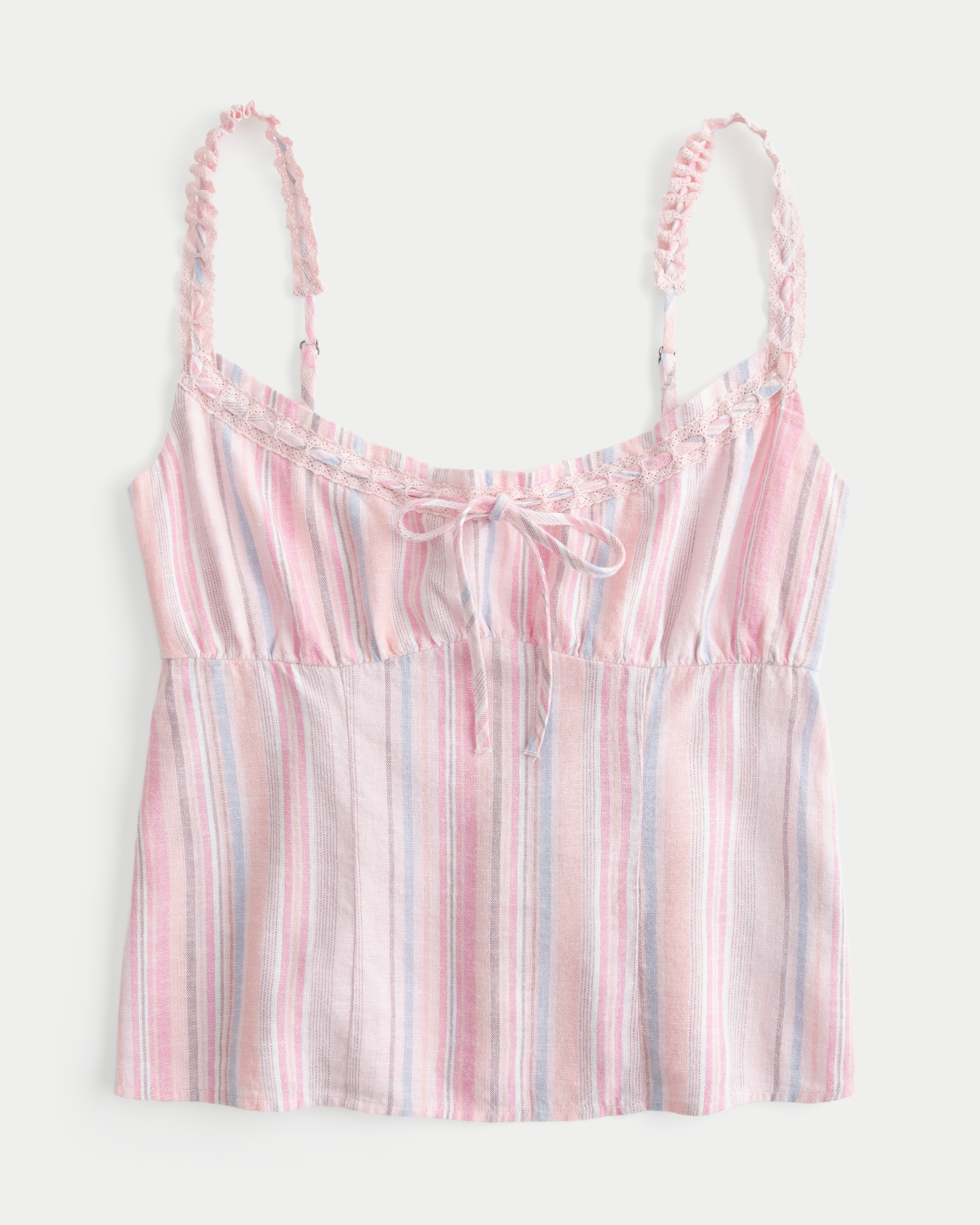 Linen-Blend Tie Front Cami