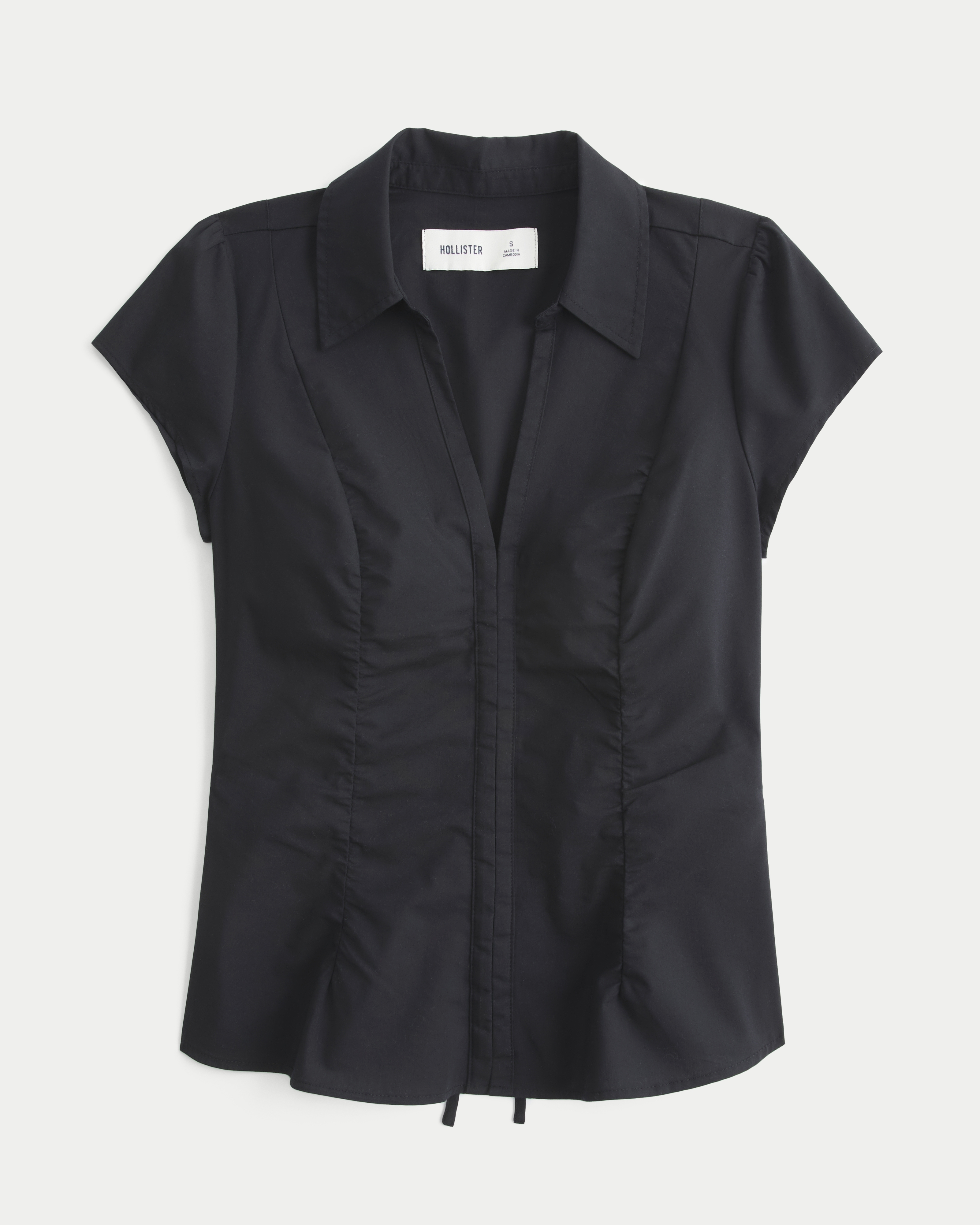 Hollister Ciara Short-Sleeve Ruched Hook and Eye Shirt