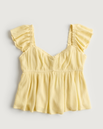 Women's Flutter Sleeve Babydoll Top Women's Sale