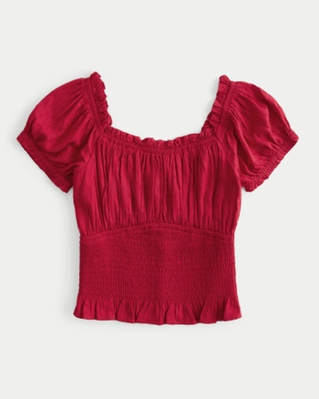 Women s On or Off the Shoulder Smocked Waist Top Women s Tops