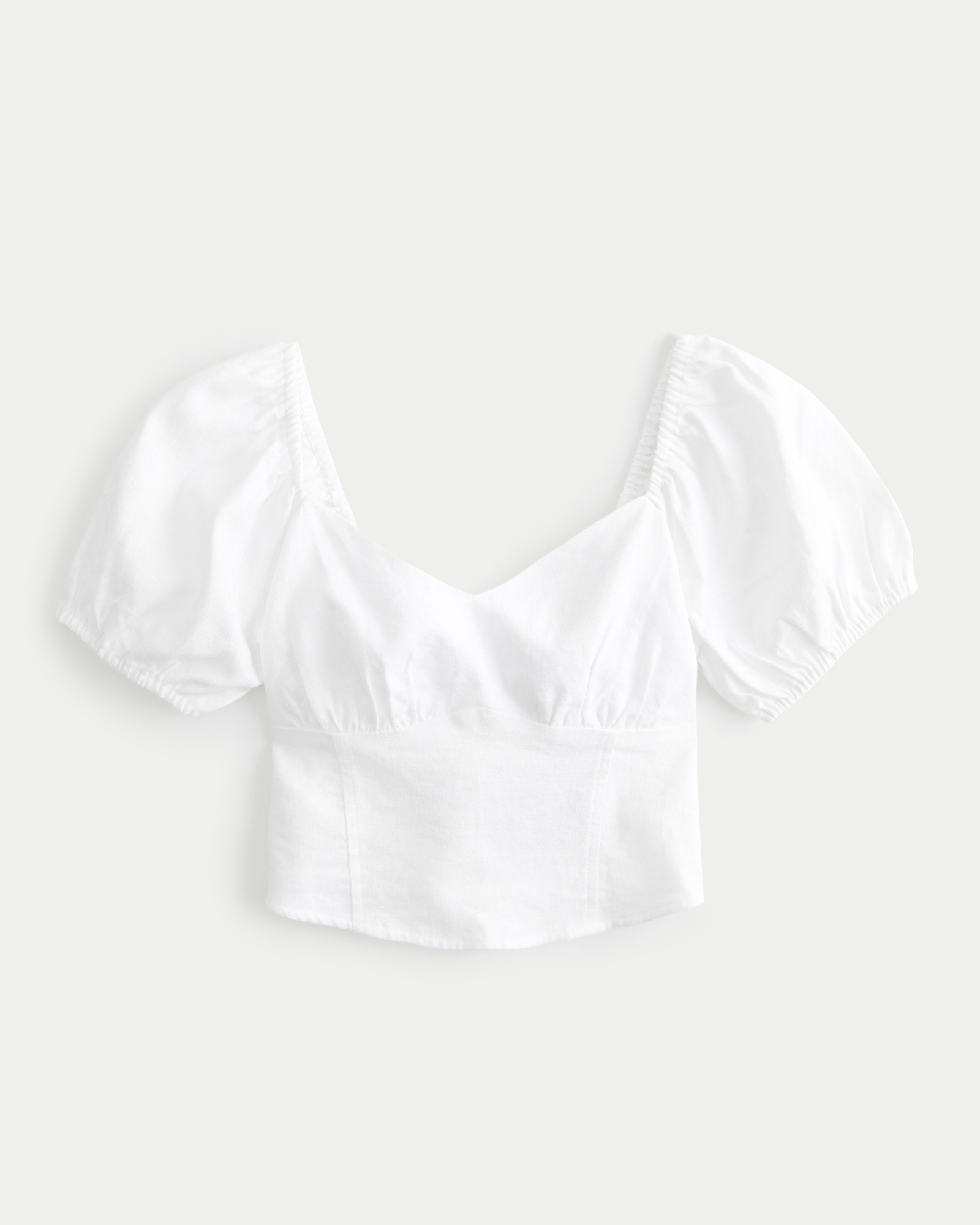 Hollister Co. TRIM SQUARE NECK PUFF SLEEVE - Top - green/white ditsy/white  - Zalando.de