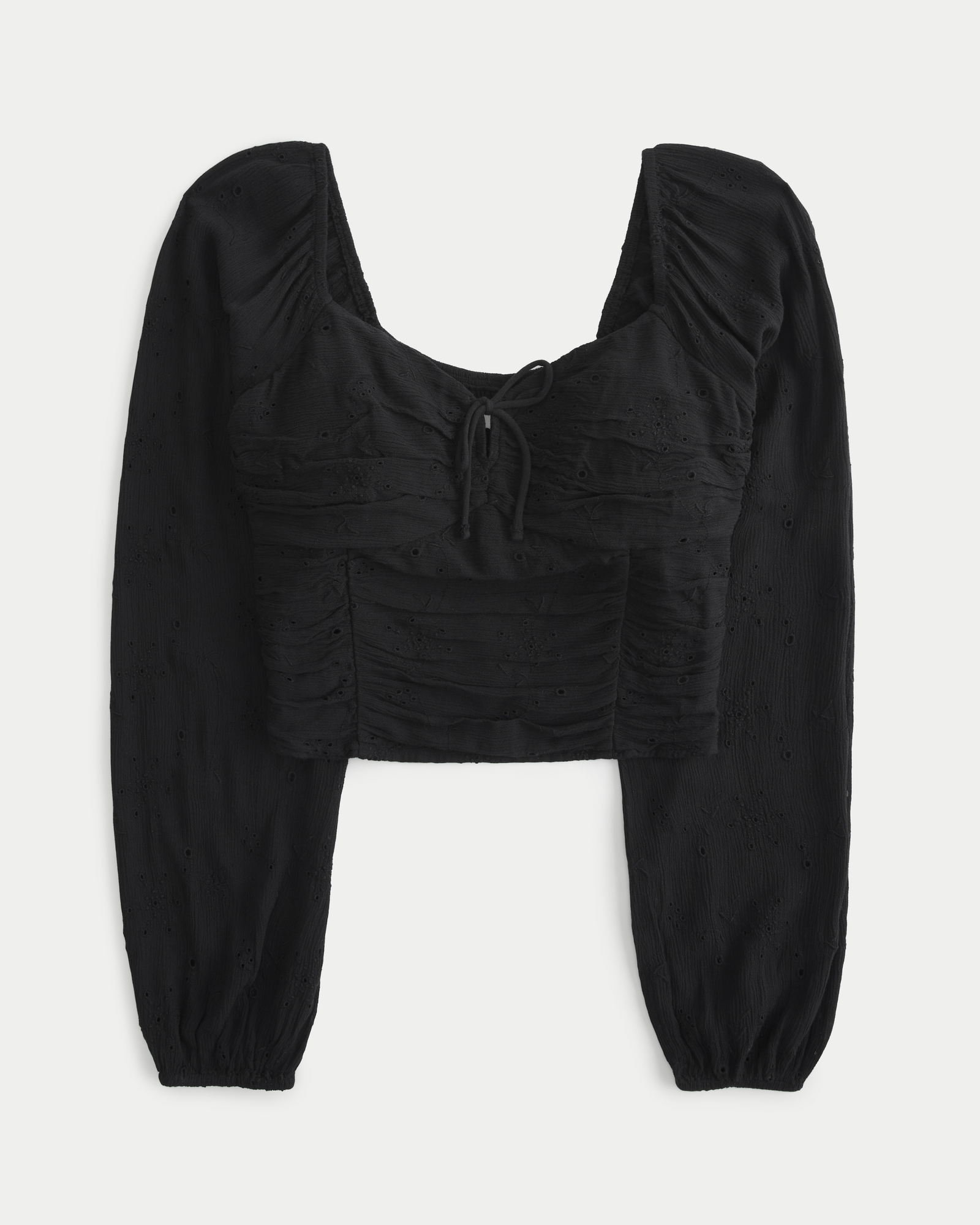 Hollister tiny crop top with ruching in black