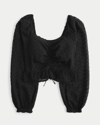 Women s Long Sleeve Chiffon Cinch Peplum Top Women s Clearance HollisterCo