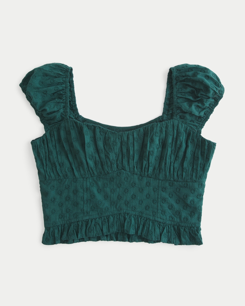 Women Blue Check Crop Peplum Top With Tapered Pants
