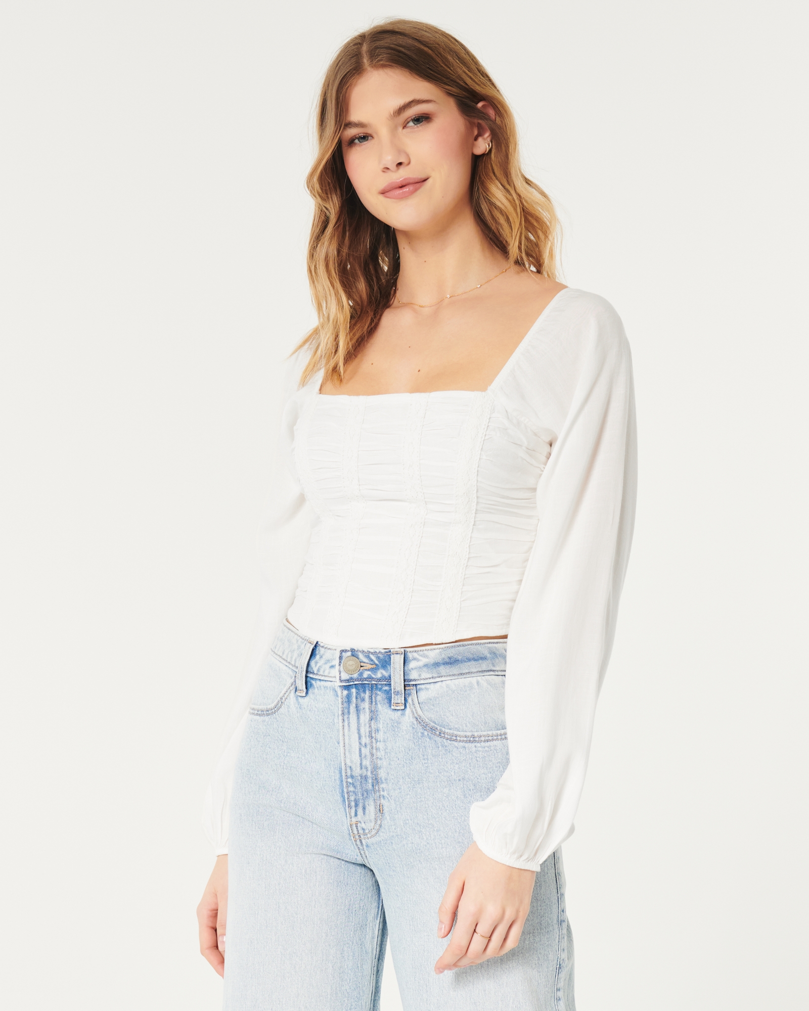 Hollister ruched front vest top in white