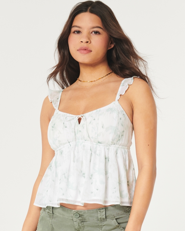 Hollister ruched front vest top in white