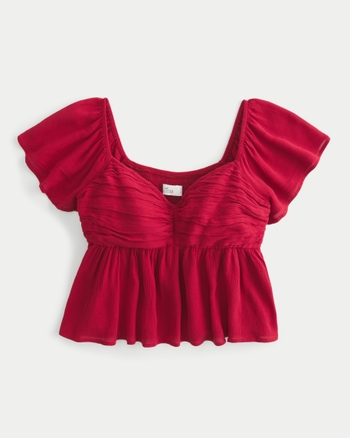 Hollister tiny crop top with ruching in black