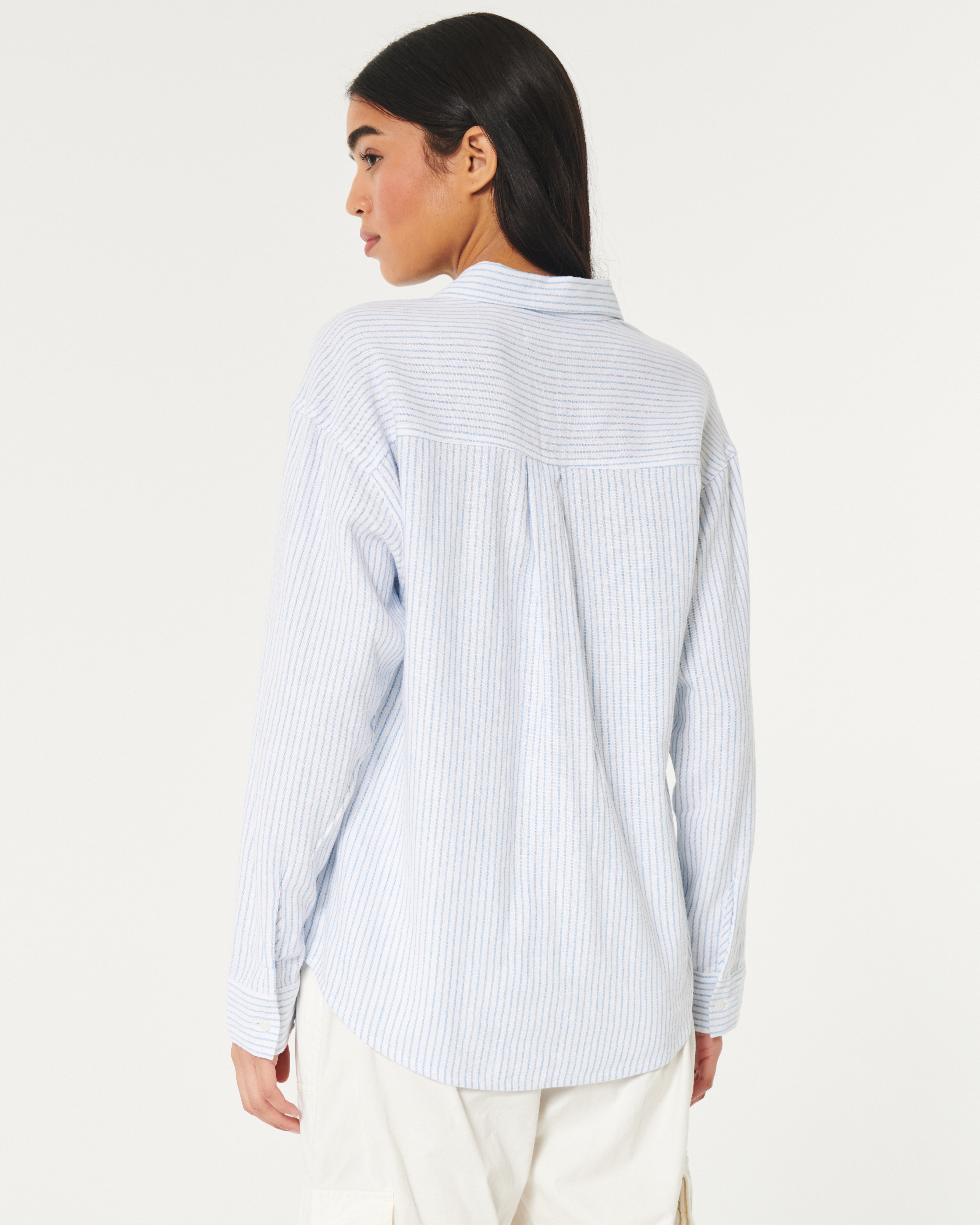 Oversized Linen Blend Button-Through Shirt