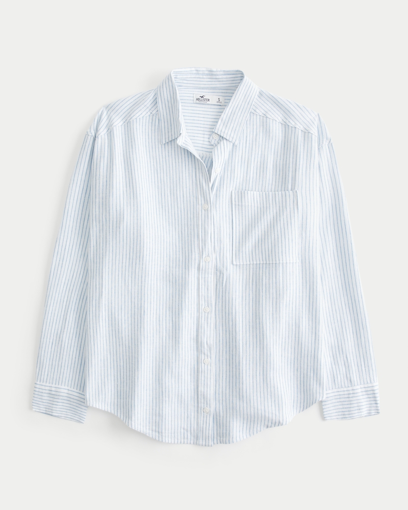 Women's Oversized Linen Blend Button-Through Shirt