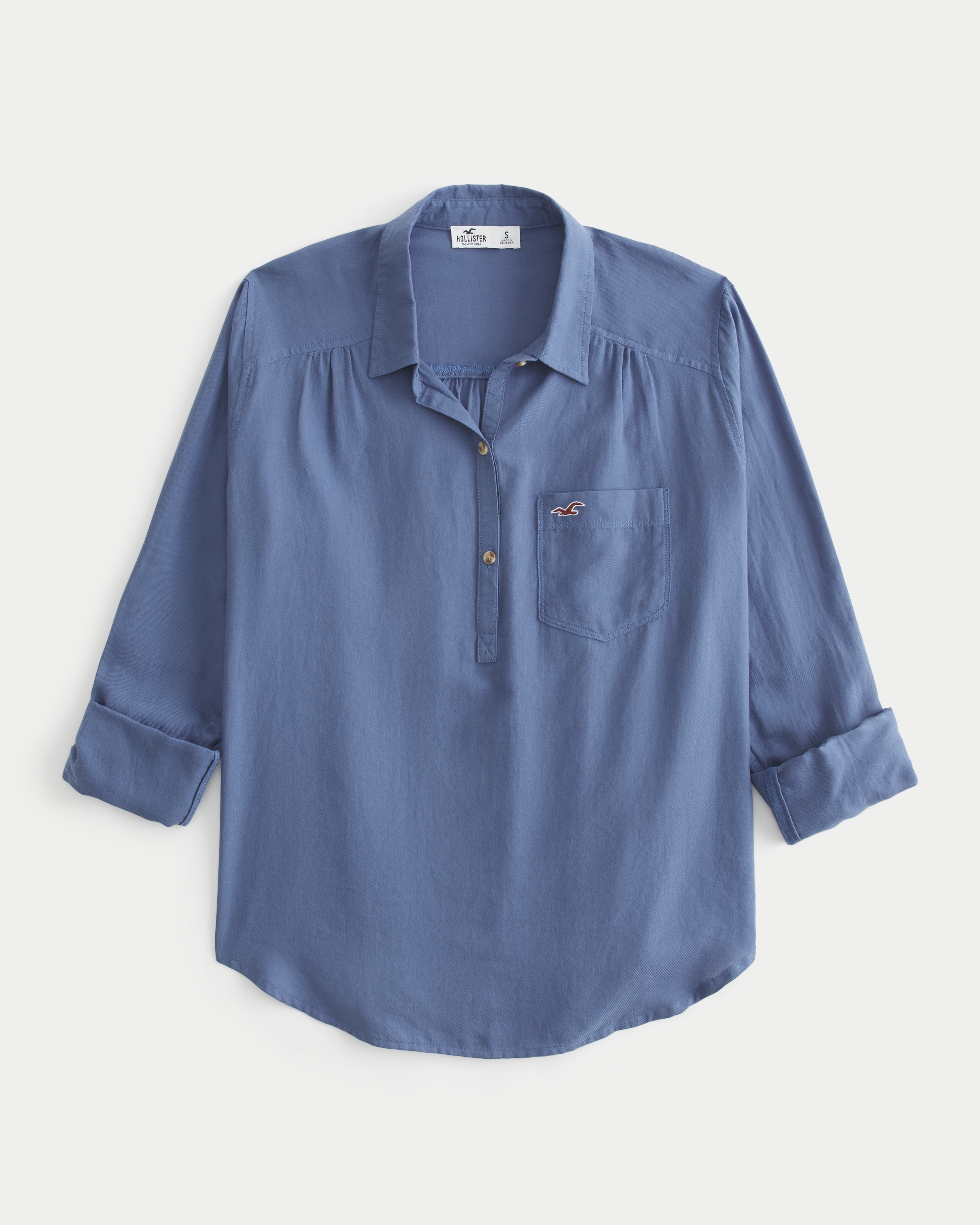 Women s Oversized Cotton Popover Shirt Women s Sale HollisterCo