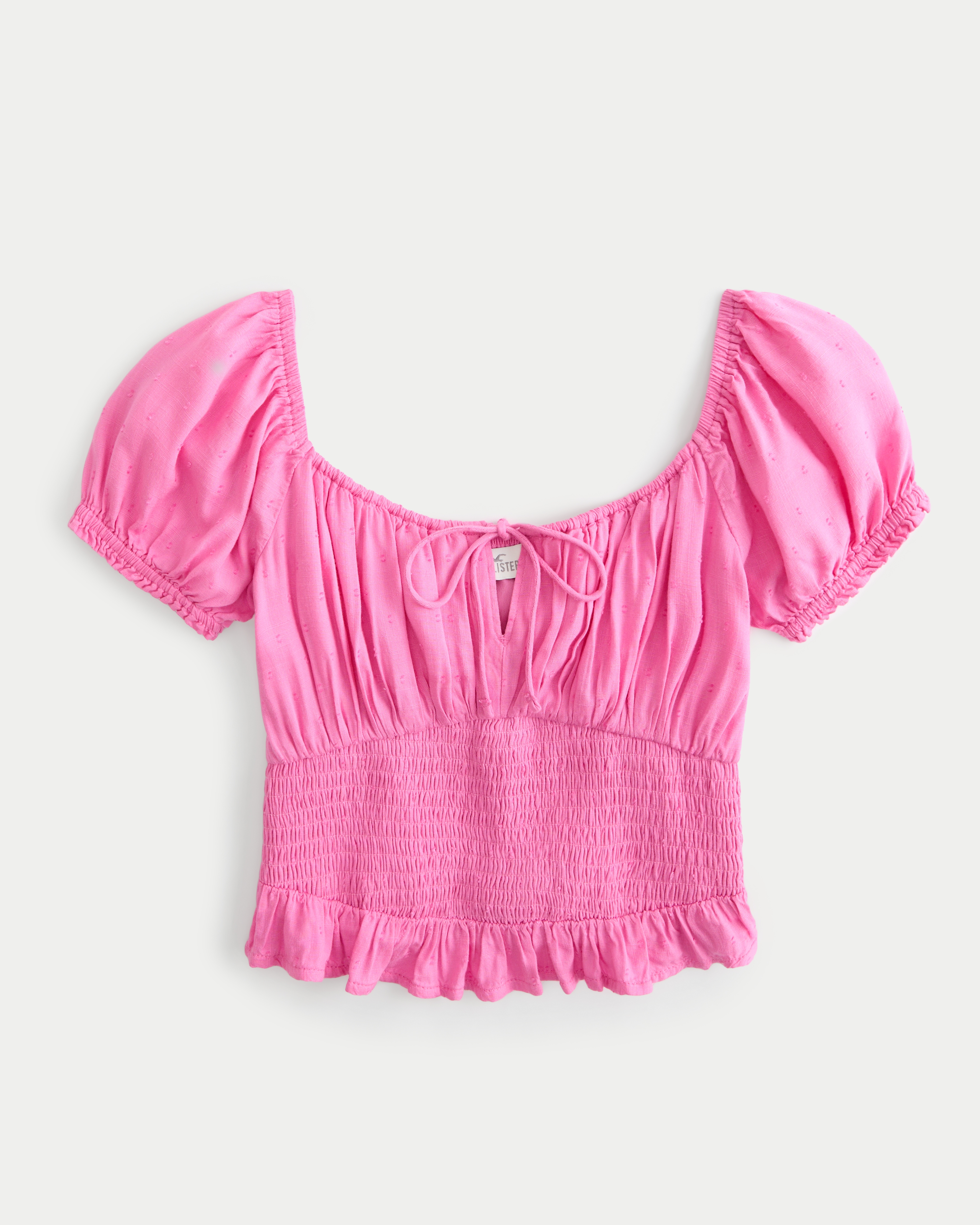 Smocked off the shoulder deals top hollister