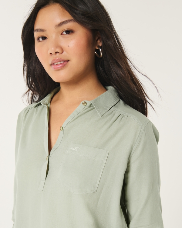 Easy Popover Shirt, Sage Green view 2