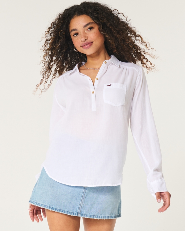 Hollister Womens Button Down Shirts in Womens Tops