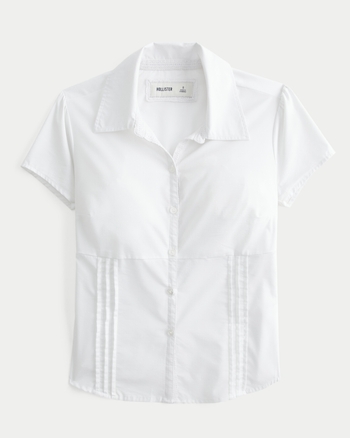 Women s Short Sleeve Button Through Shirt Women s Sale HollisterCo