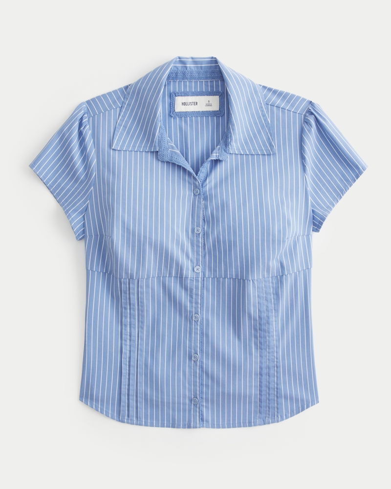 Women s Short Sleeve Button Through Shirt Women s Sale HollisterCo