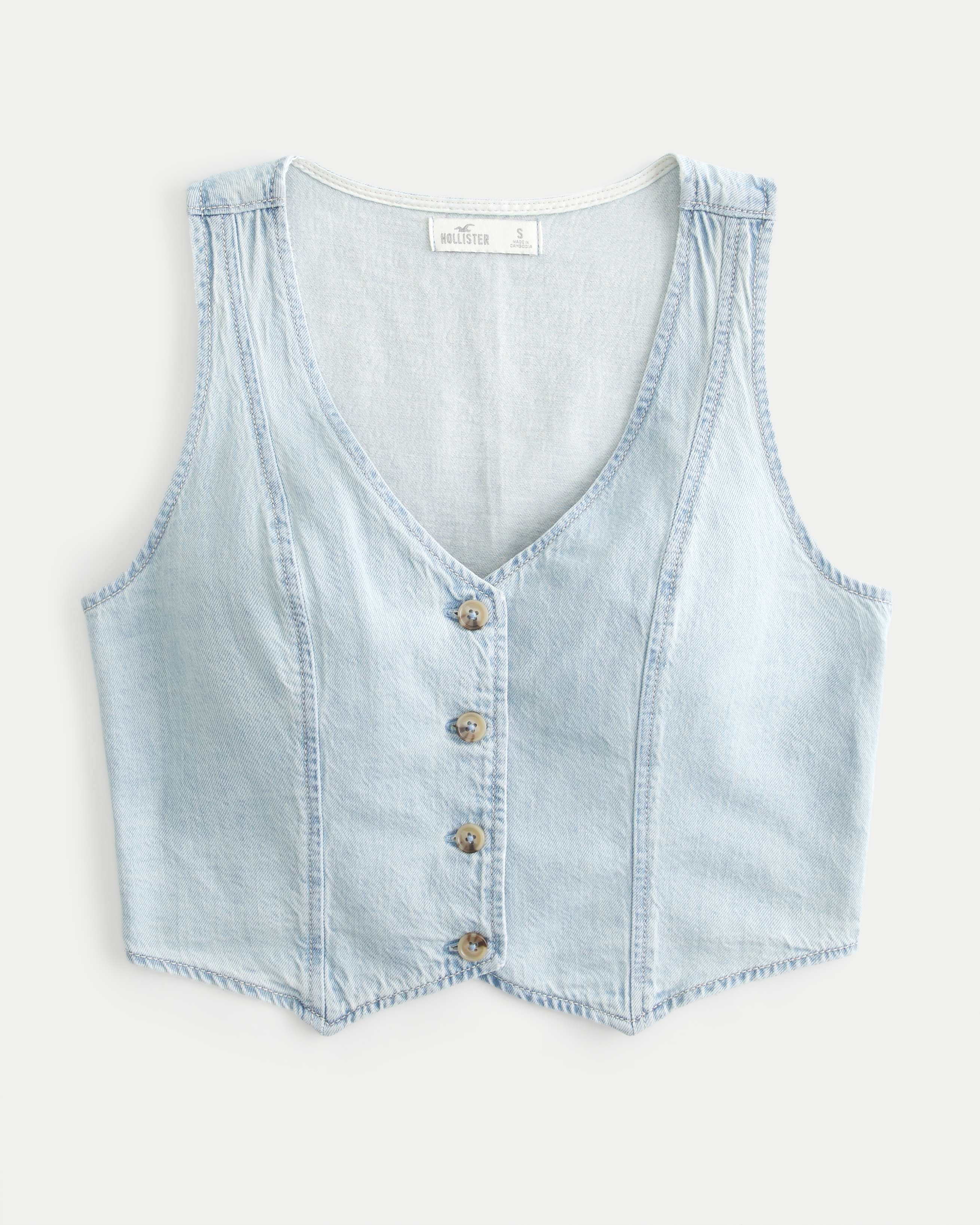 Women's Light Wash Denim Vest | Women's Tops | HollisterCo.com