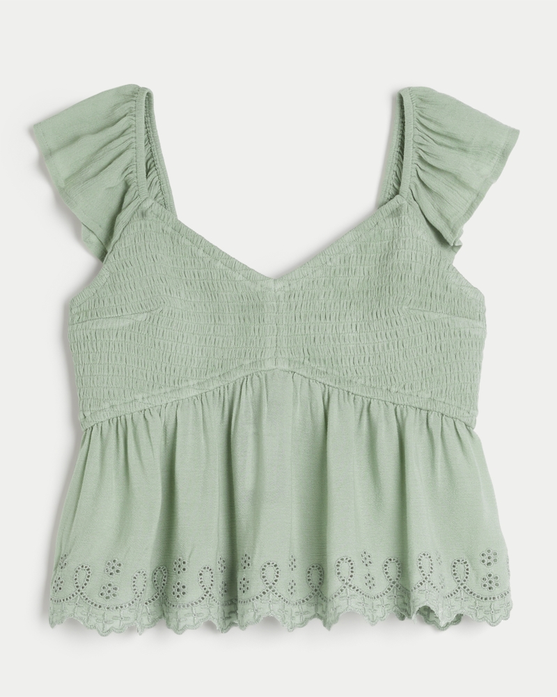 Hollister smocked top on sale