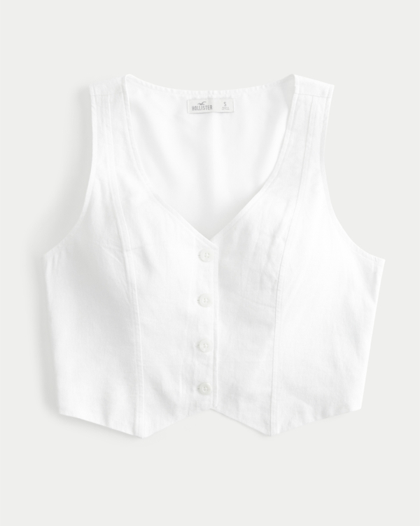 Women's Linen Blend Vest | Women's Tops | HollisterCo.com