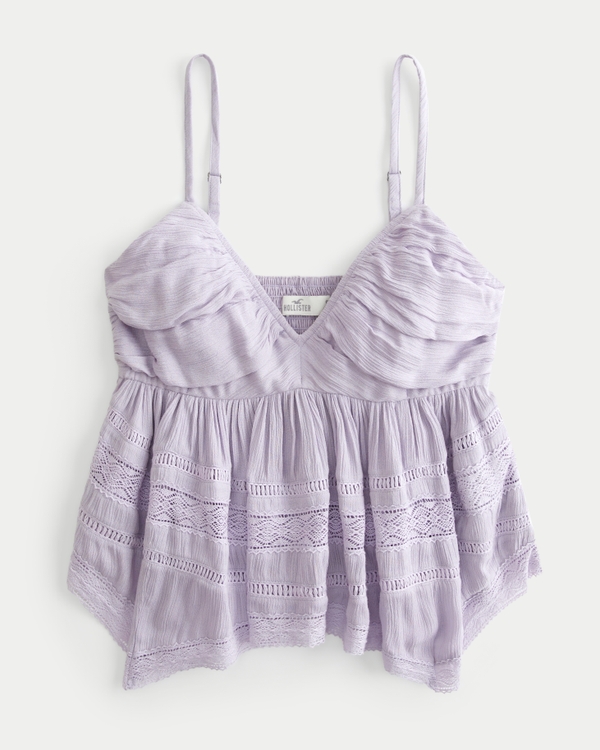 Easy Lace Babydoll Top, Light Purple