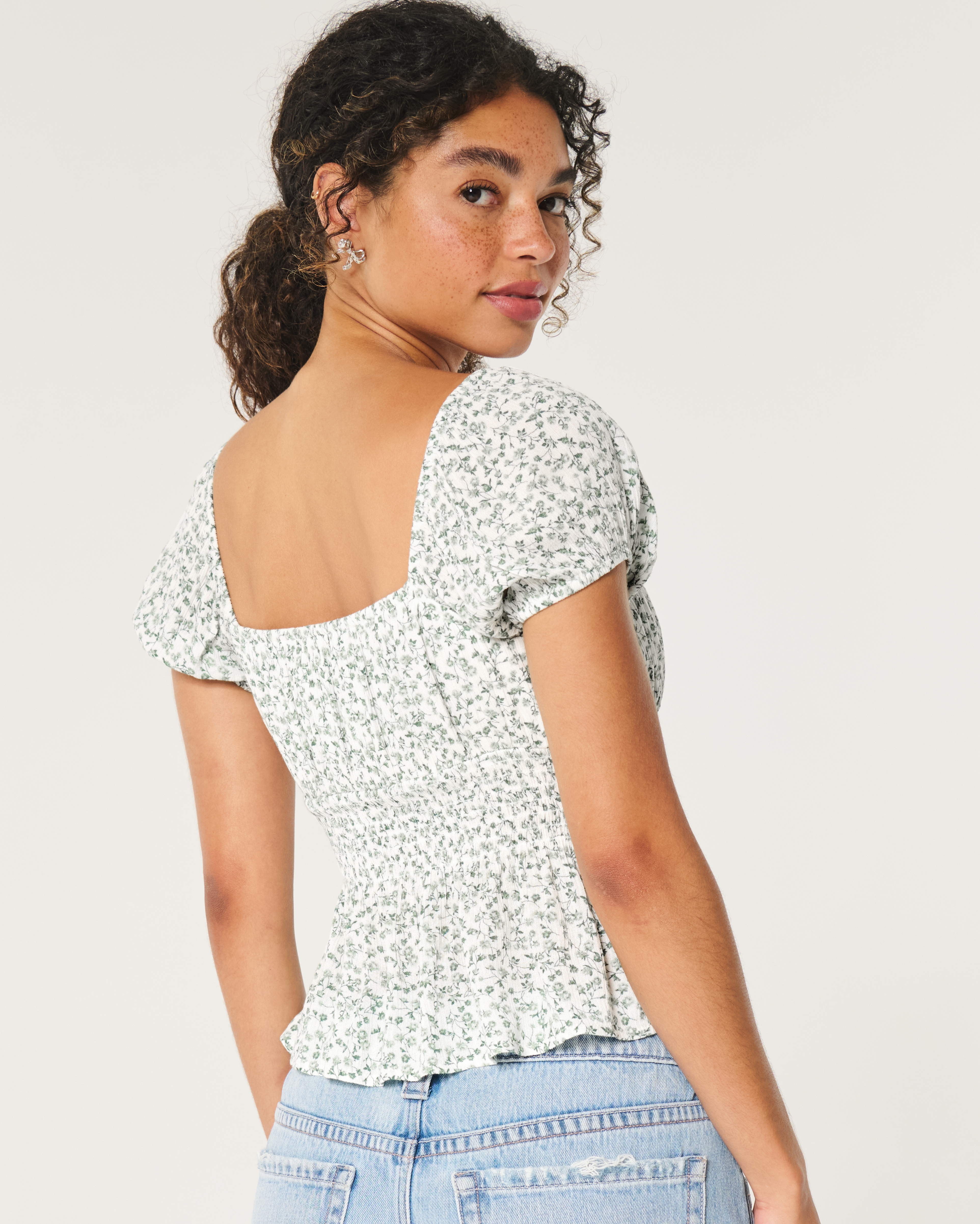 Hollister smocked top best sale